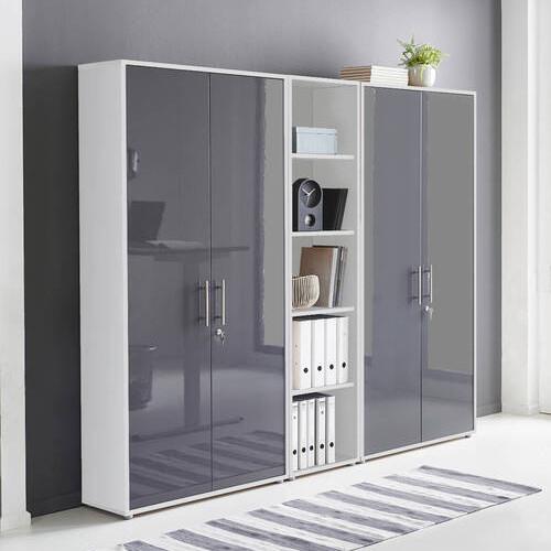 Aktenschrank Office Edition Sw Set 10 Weiß/Anthrazit - Anthrazit Hochglanz/Weiß, MODERN, Holzwerkstoff (212,9/185,6/33cm) - MID.YOU