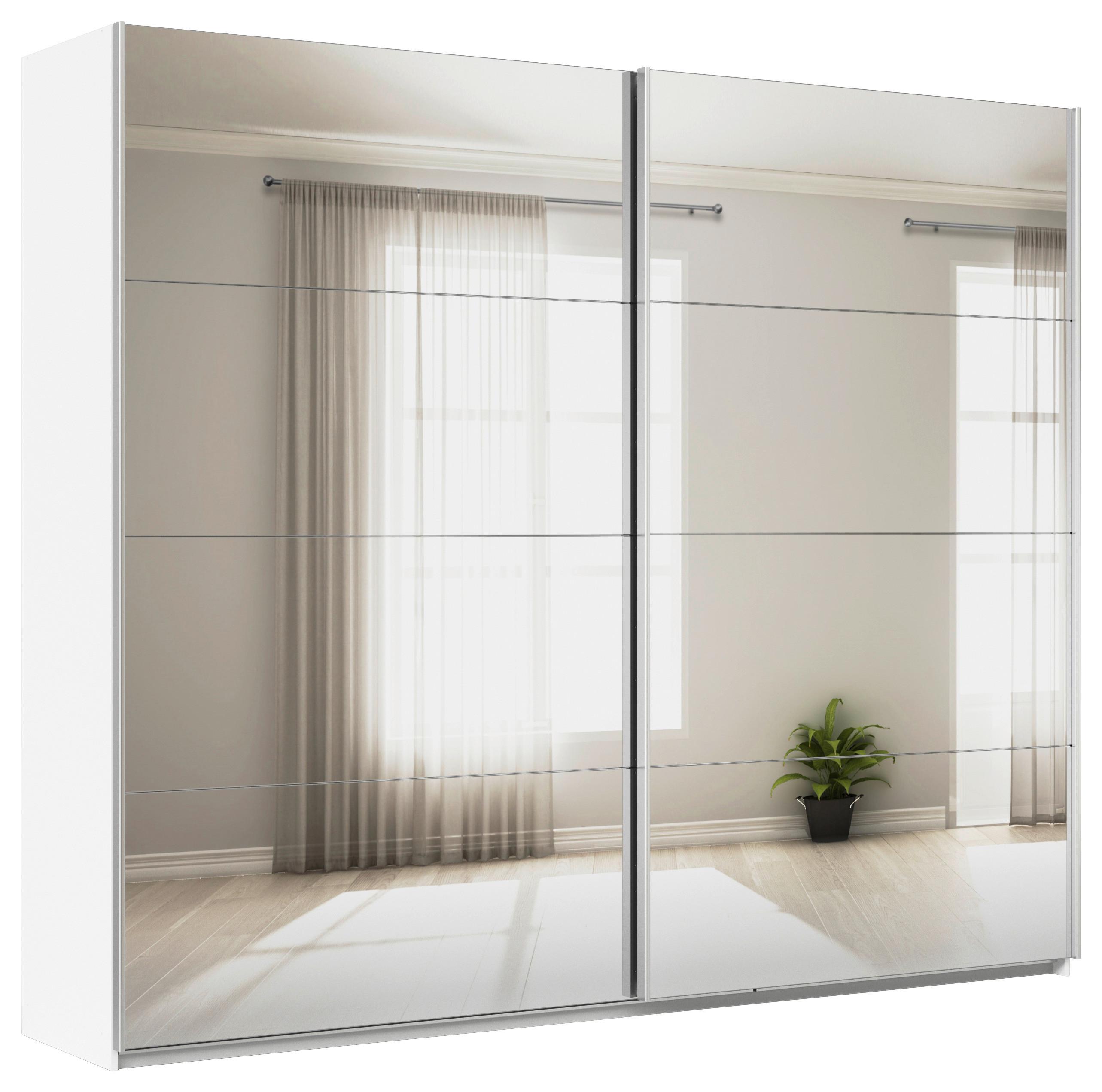 DULAP USI CULISANTE FELDKIRCH - argintiu/alb, Modern, sticlă/material pe bază de lemn (271/229/62cm)