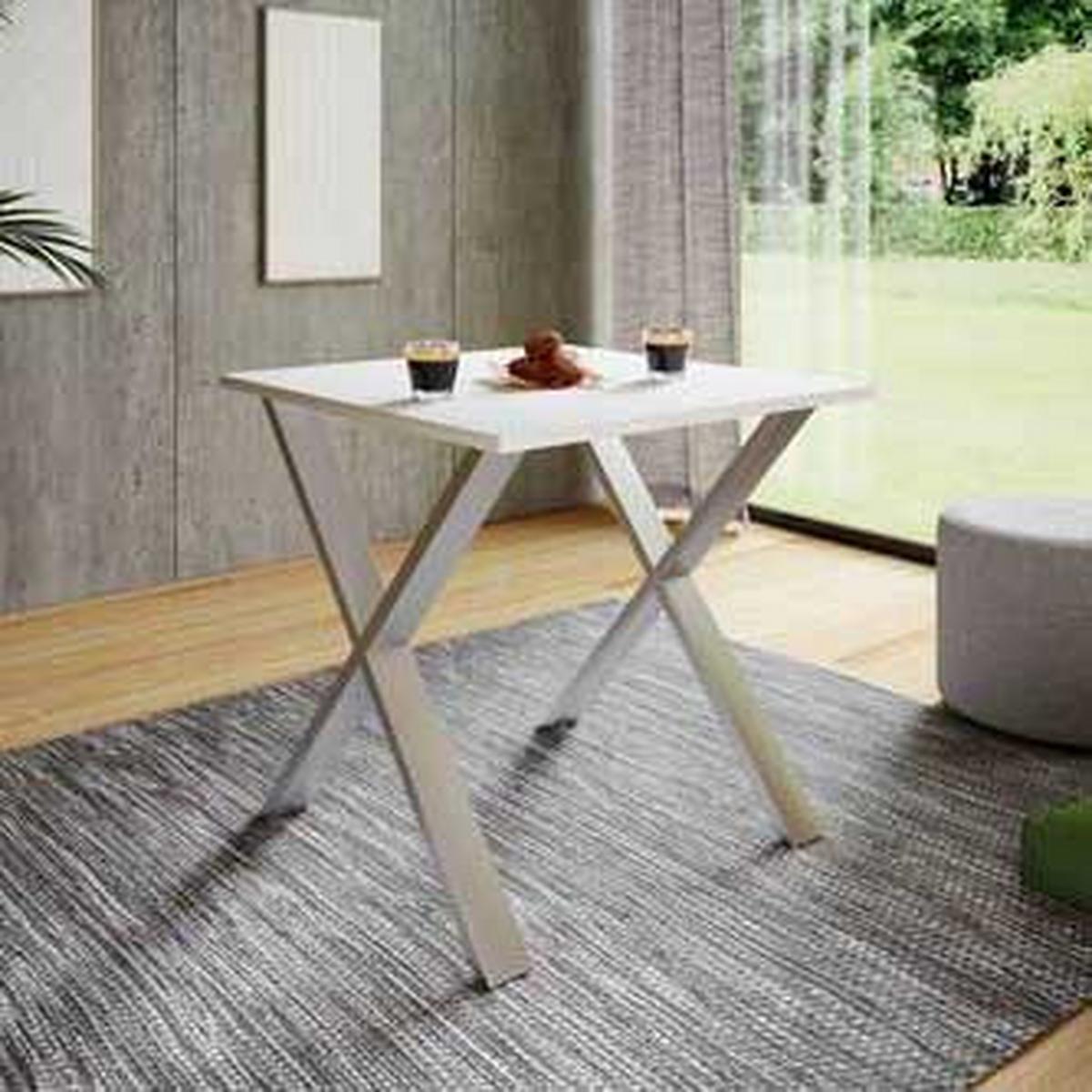 Jedilna Miza Xona, Bela, Srebrna - srebrne barve/bela, Basics, leseni material (80/76/80cm) - MID.YOU