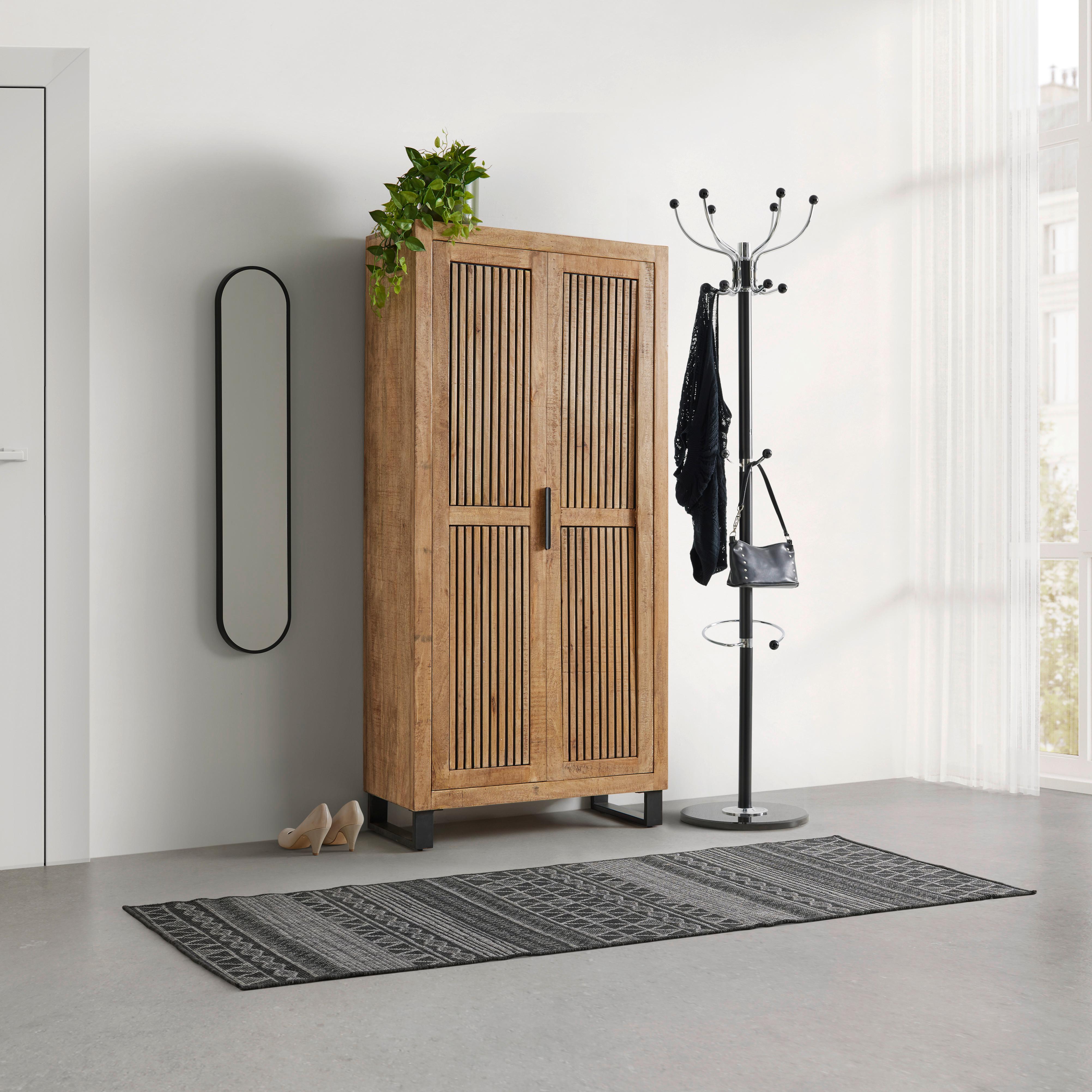 Garderobenschrank Everest Naturfarben/Schwarz - Schwarz/Naturfarben, Natur, Holz/Metall (88/187/40cm) - Mömax