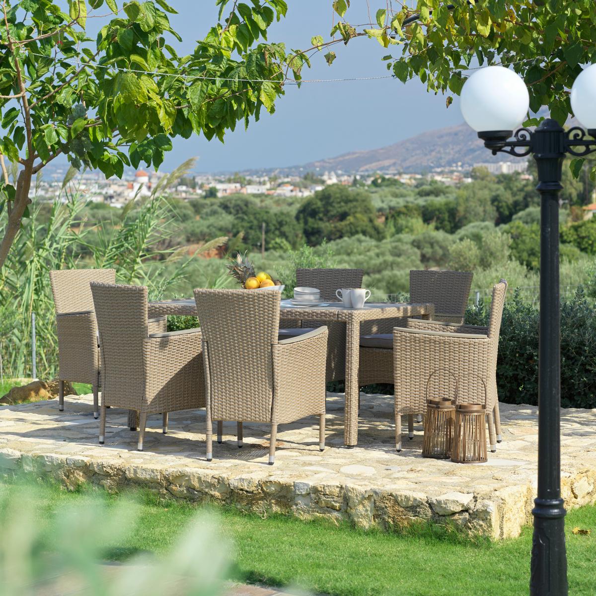 Vrtna Garnitura Porto Rio, Svetlo Rjava, Siva, 7-Delno - svetlo rjava/siva, Moderno, kovina/umetna masa - Modern Living