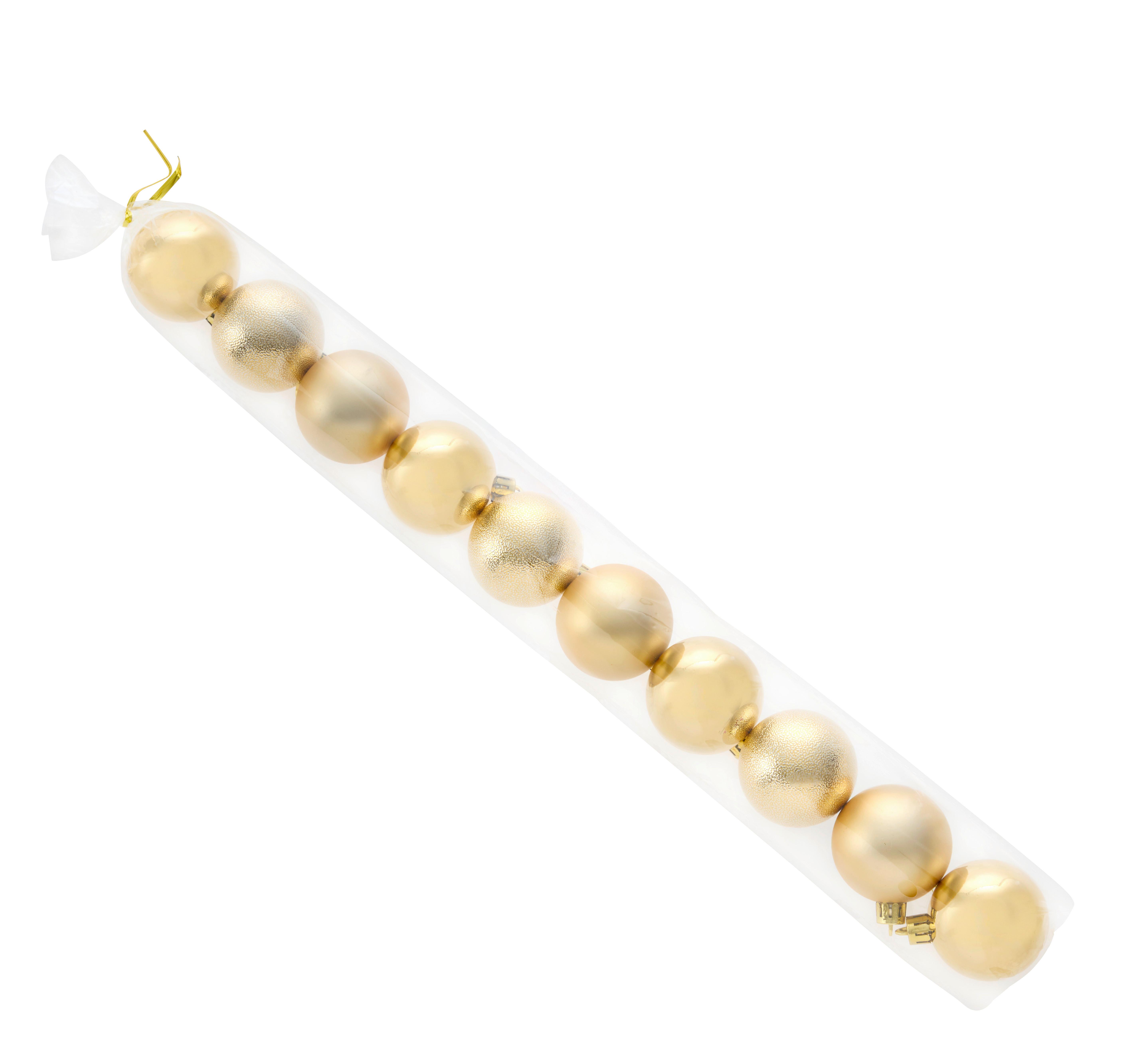Christbaumkugel Set Goldfarben 10-teilig - Goldfarben, KONVENTIONELL, Kunststoff (5cm) - Mömax