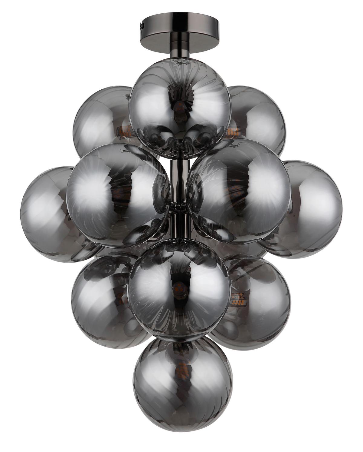 DECKENLEUCHTE 56146DG CONOR - Schwarzchrom/Grau, Design, Glas/Metall (39,5/50cm) - Globo