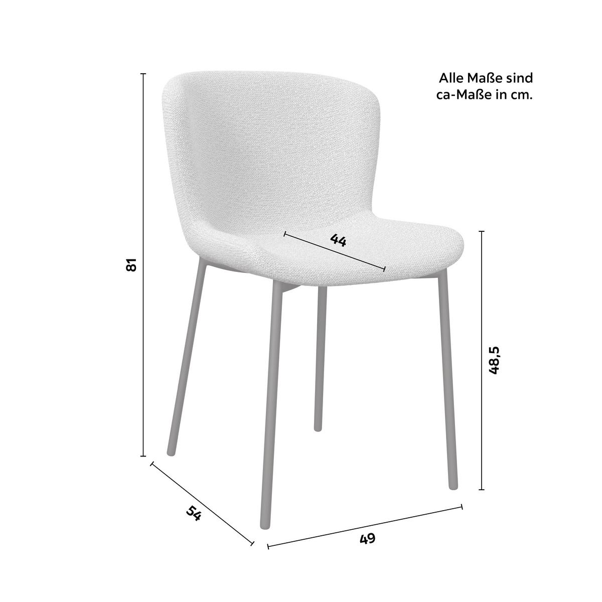 Stuhl Noemie Hellgrau Chenille Gepolstert - Dunkelgrau/Schwarz, MODERN, Holz/Textil (49/81/54cm) - Bessagi Home