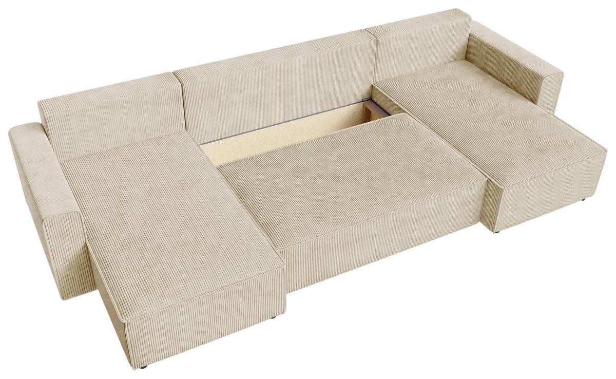 DUŻY NAROŻNIK AMBRO U - kremowy/czarny, Konventionell, tworzywo sztuczne/tkanina (140/305/140cm) - Carryhome