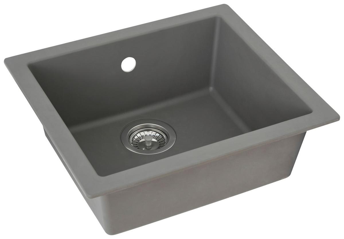 Einbauspüle Ohio ca. 50x19x44 cm Grau - Grau, Trend, Glas/Kunststoff (50/19/44cm) - Respekta