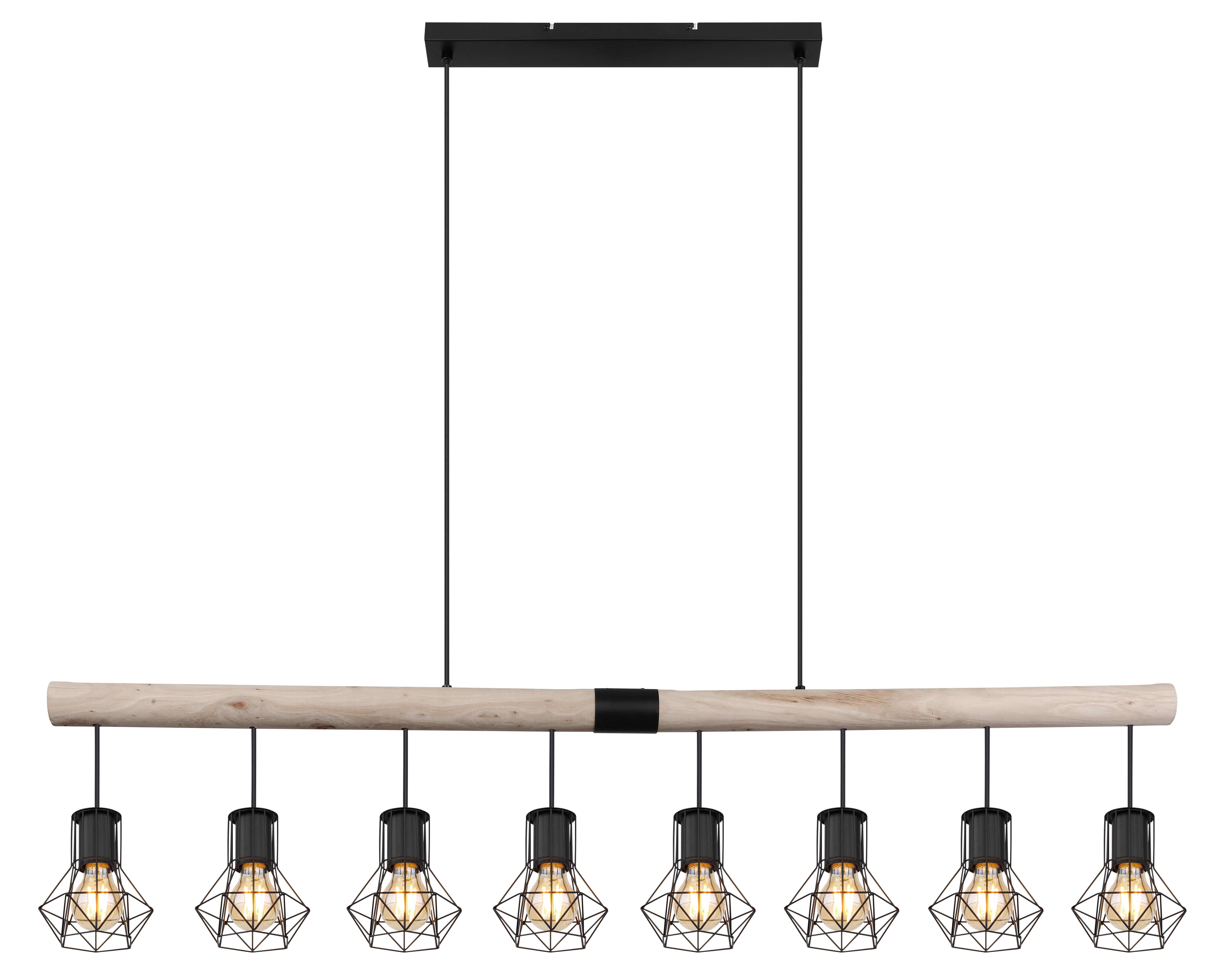 Hängeleuchte Priska Naturfarben/Schwarz max.40Watt - Schwarz/Naturfarben, Natur, Holz/Kunststoff (140/13,3/120cm) - Globo
