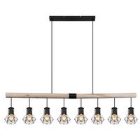Hängeleuchte Priska Naturfarben/Schwarz max.40Watt - Schwarz/Naturfarben, Natur, Holz/Kunststoff (140/13,3/120cm) - Globo