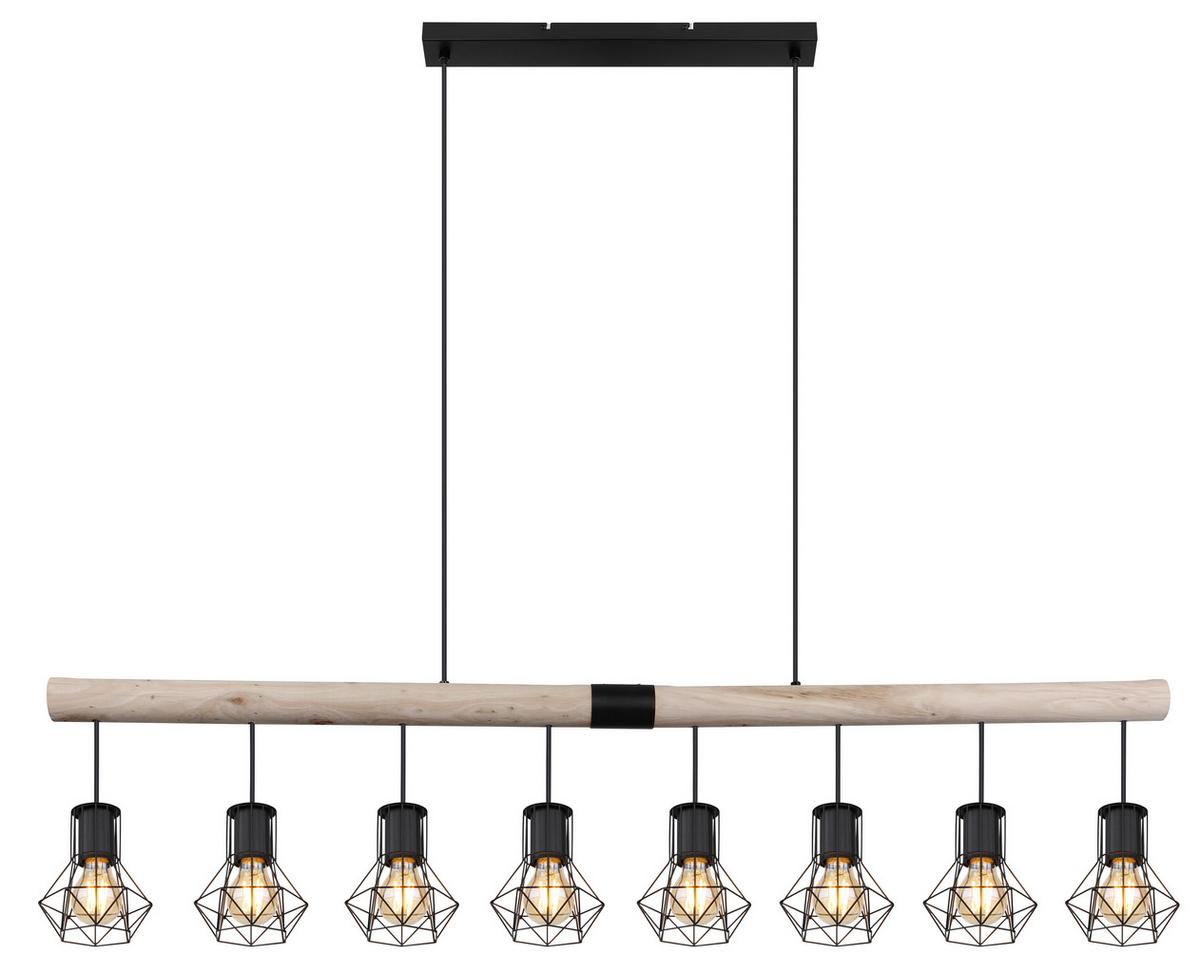 Hängeleuchte Priska Naturfarben/Schwarz max.40Watt - Schwarz/Naturfarben, Natur, Holz/Kunststoff (140/13,3/120cm) - Globo