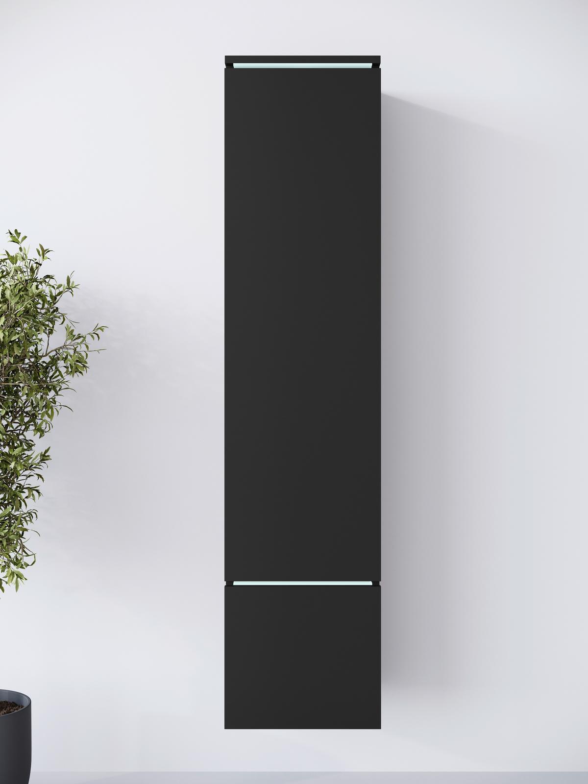 Visoka Omara Vera 001, Mat Črna - črna/siva, Design, umetna masa/leseni material (30/130/33cm) - Livetastic