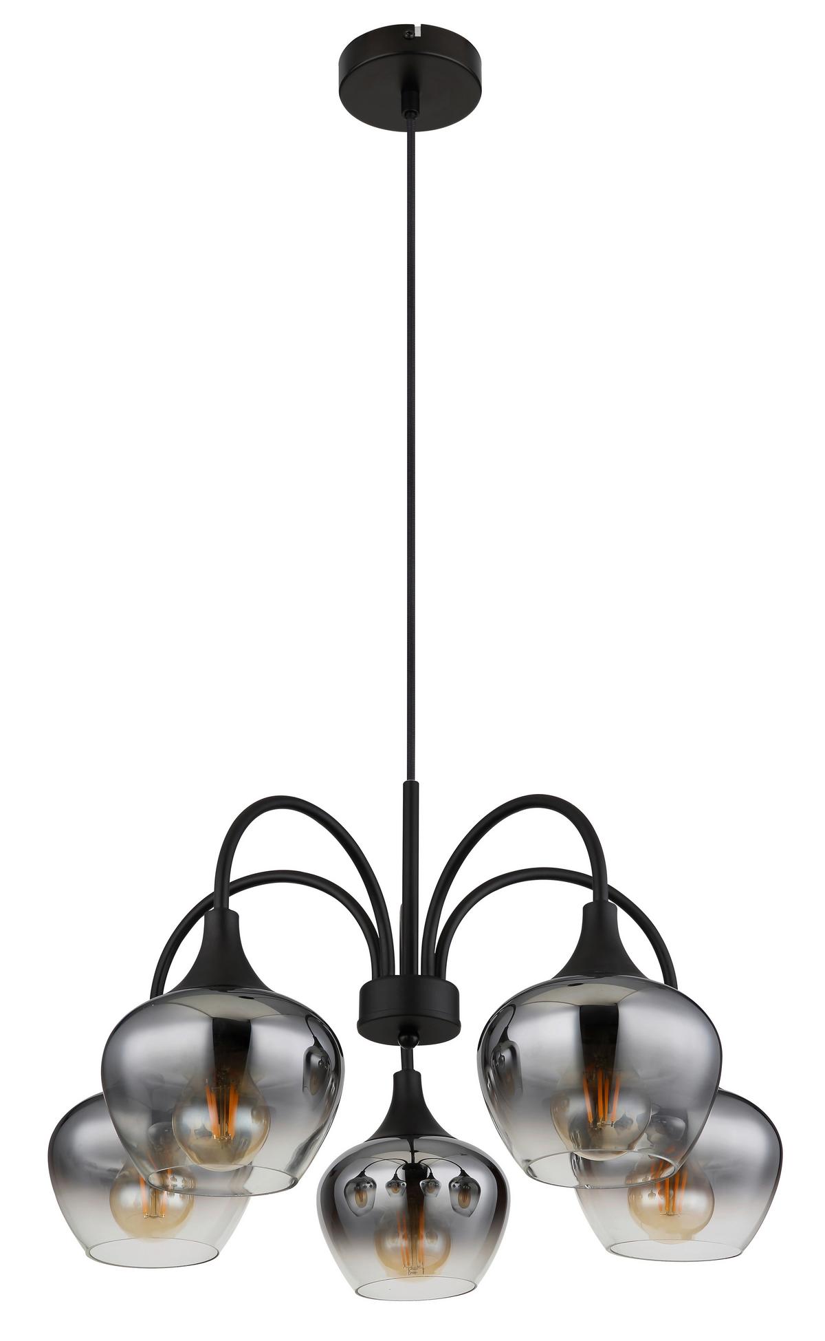 Hängeleuchte Maxy Schwarz max. 40 Watt - Schwarz, Design, Glas/Textil (55/120cm) - Globo