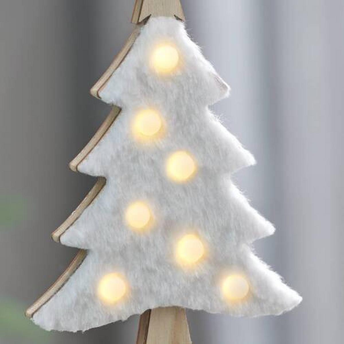 LED-díszlámpa Camille - fehér, textil/fa (14/20cm) - Premium Living