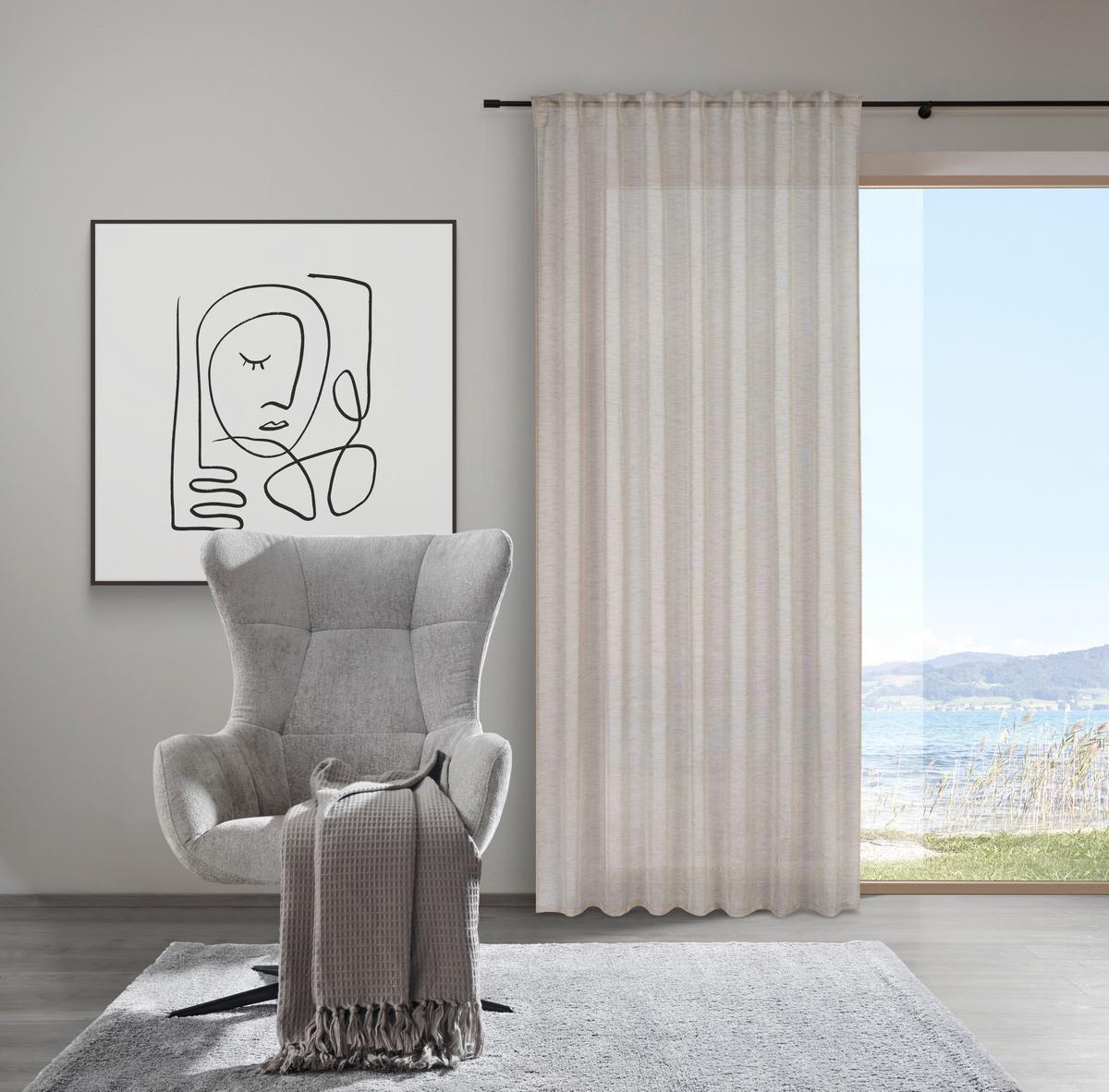 Fertigvorhang Sigrid Beige ca. 140x245cm - Beige, ROMANTIK / LANDHAUS, Textil (140/245cm) - Premium Living