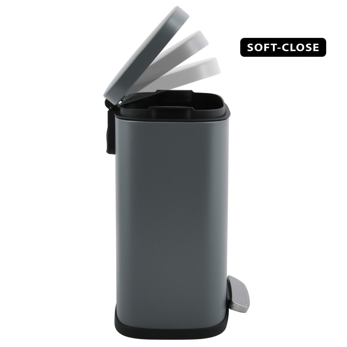 Treteimer Akira Matt-Grey - Dunkelgrau/Schwarz, Basics, Kunststoff/Metall (28/19,3/37,9cm) - Spirella