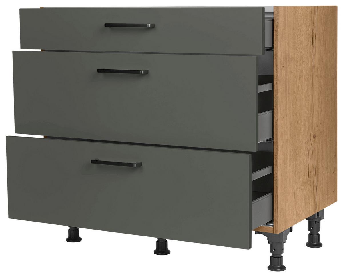 Schubkastenunterschrank Easytouch Grün - Eichefarben/Schwarz, MODERN, Holzwerkstoff/Metall (90/87/56cm) - Nobilia