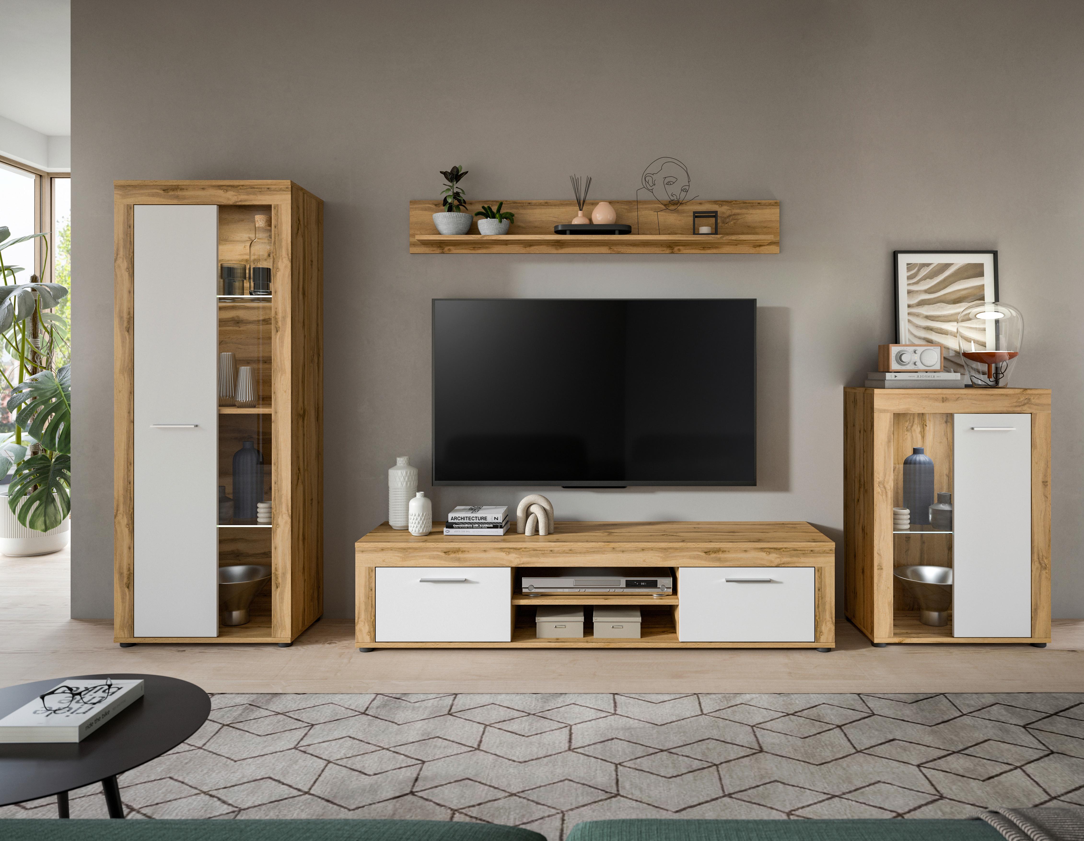ANSAMBLU MOBILIER CAMERA DE Z JAM - stejar Wotan, Design, sticlă/material pe bază de lemn (310/169/35cm) - Modern Living