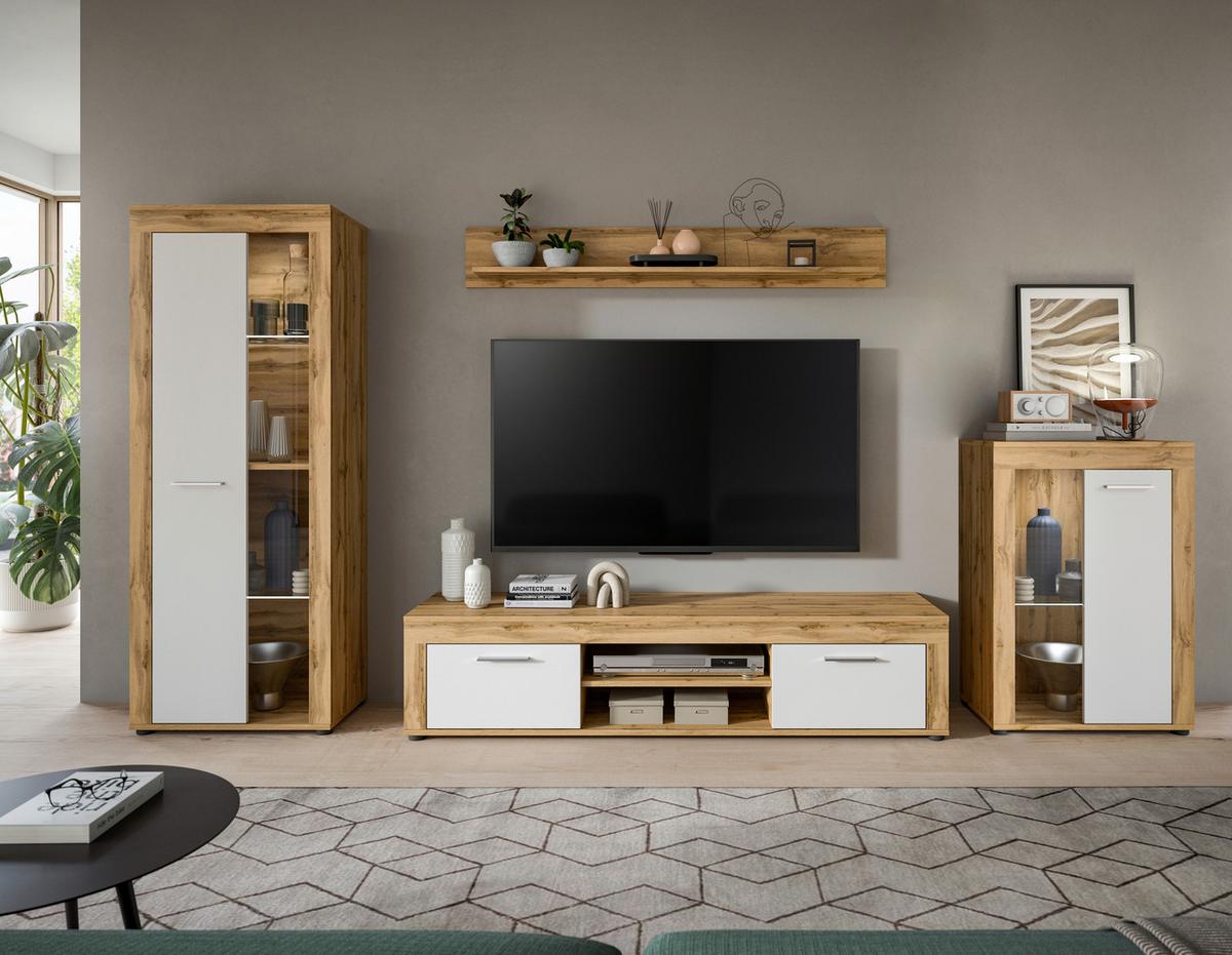 ANSAMBLU MOBILIER CAMERA DE Z JAM - stejar Wotan, Design, sticlă/material pe bază de lemn (310/169/35cm) - Modern Living