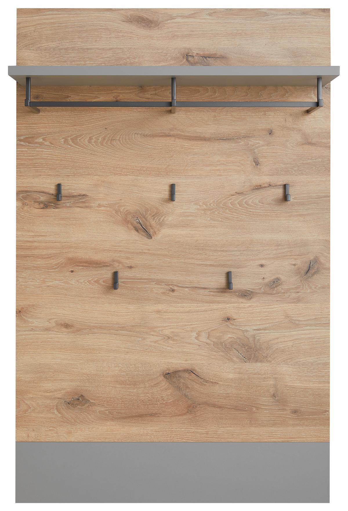 Garderobenpaneel Dynamic in Hellgrau - Modern, Holzwerkstoff (80/120/28cm) - Mömax