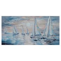 Tablou Sea sunset cca. 120x60 cm - albastru/alb, Modern, lemn/textil (120/60/3cm) - Mömax