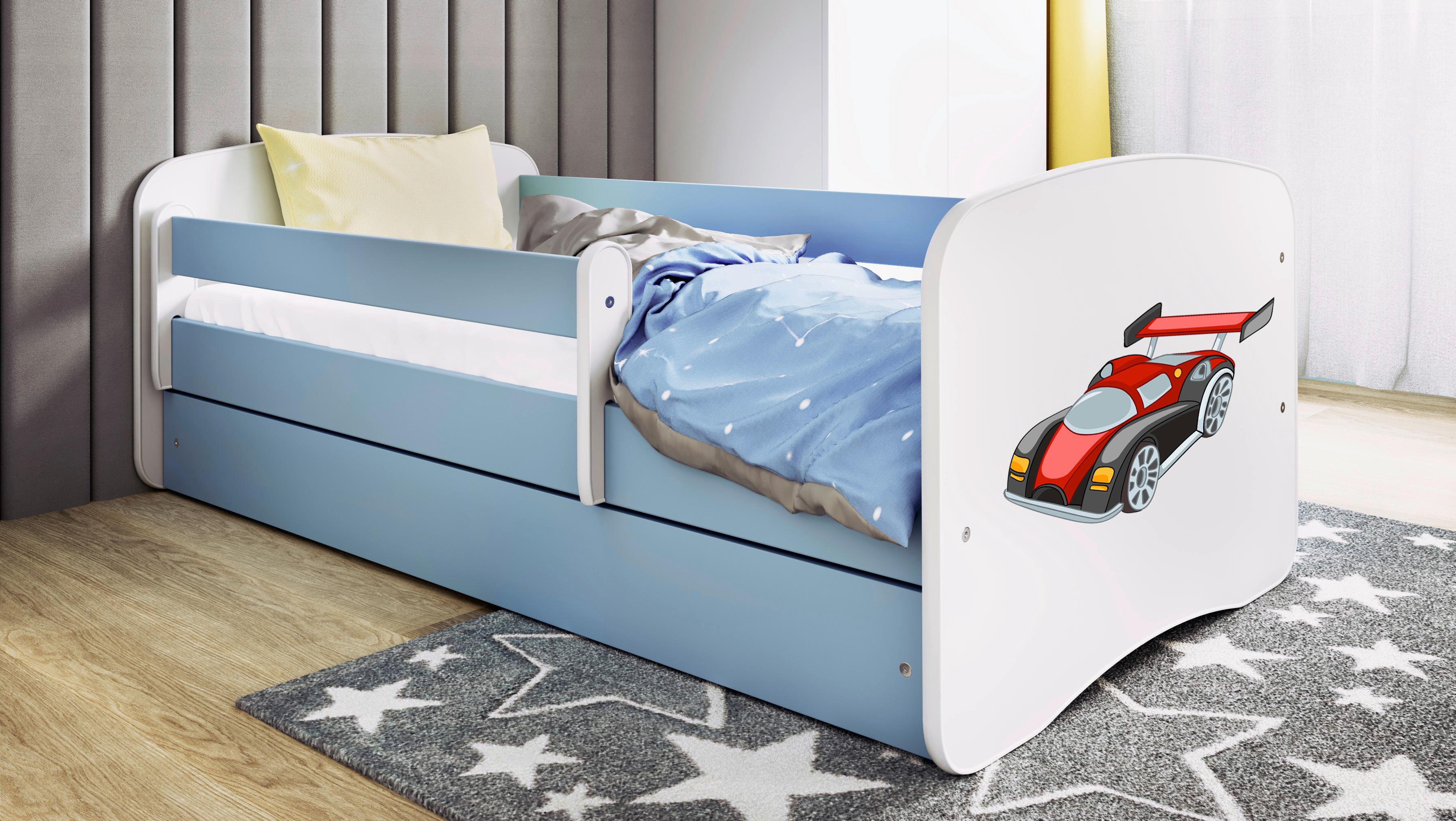 Otroška Postelja Babydreams, Bela, Modra, 80x160cm - modra/bela, Moderno, tekstil/leseni material (80/160cm) - MID.YOU