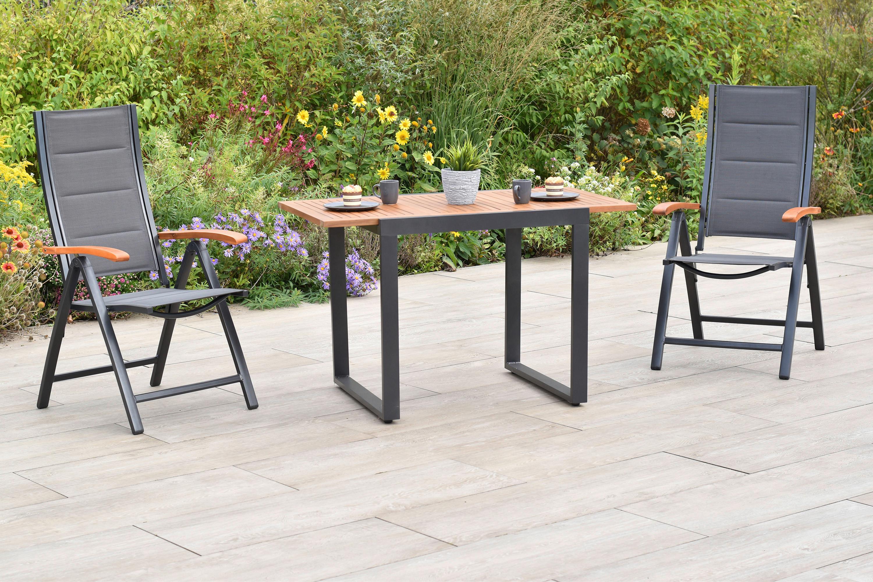 GARTENSET PAXOS - Graphitfarben/Akaziefarben, MODERN, Holz/Textil - Gardenson