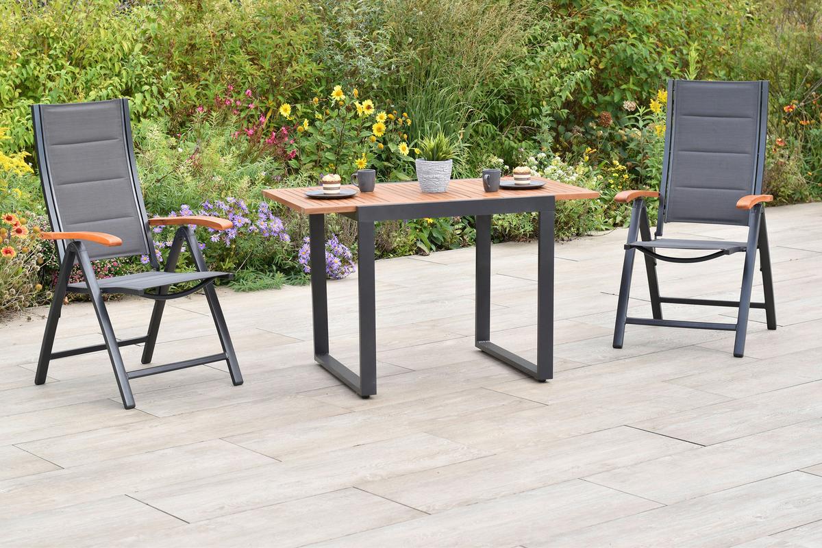 GARTENSET PAXOS - Graphitfarben/Akaziefarben, MODERN, Holz/Textil - Gardenson