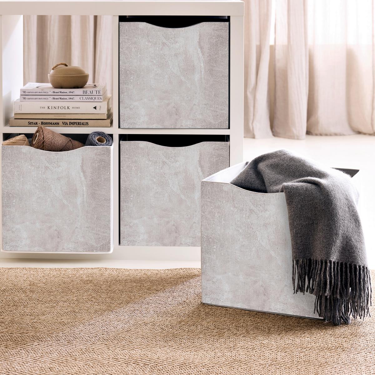 Zložljiv Zaboj Betty - siva, Konvencionalno, tekstil/leseni material (33/33/32cm) - Mömax