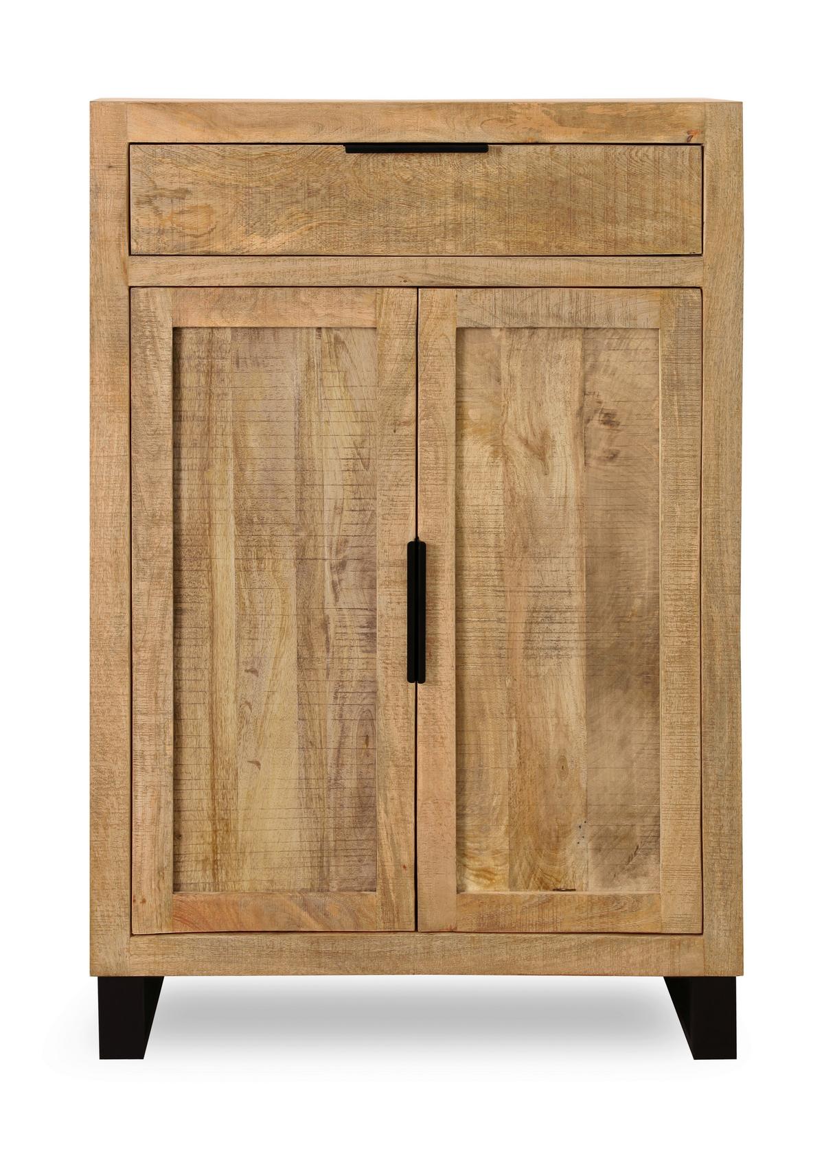 Schuhschrank Everest Naturfarben - Schwarz/Naturfarben, Natur, Holz/Metall (88/130/40cm) - Mömax