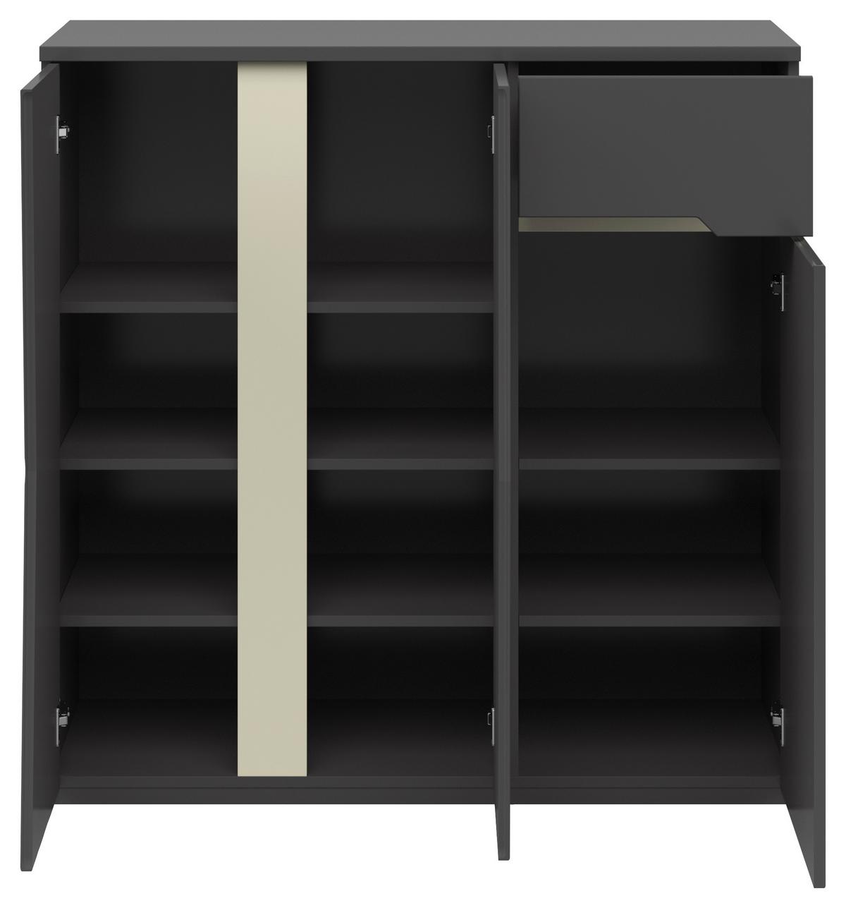 Highboard Manhatten in Grau/Graphitfarben - Graphitfarben/Schwarz, Modern, Holzwerkstoff/Kunststoff (110/110/42cm) - Premium Living