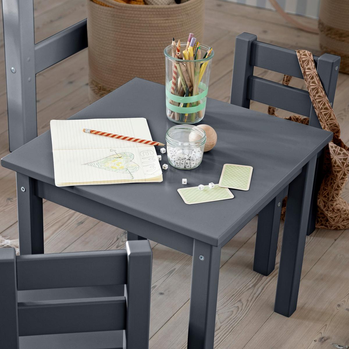 Kindersitzgruppe MADS Dunkelgrau Kiefer teilmassiv - Dunkelgrau, MODERN, Holz - MID.YOU