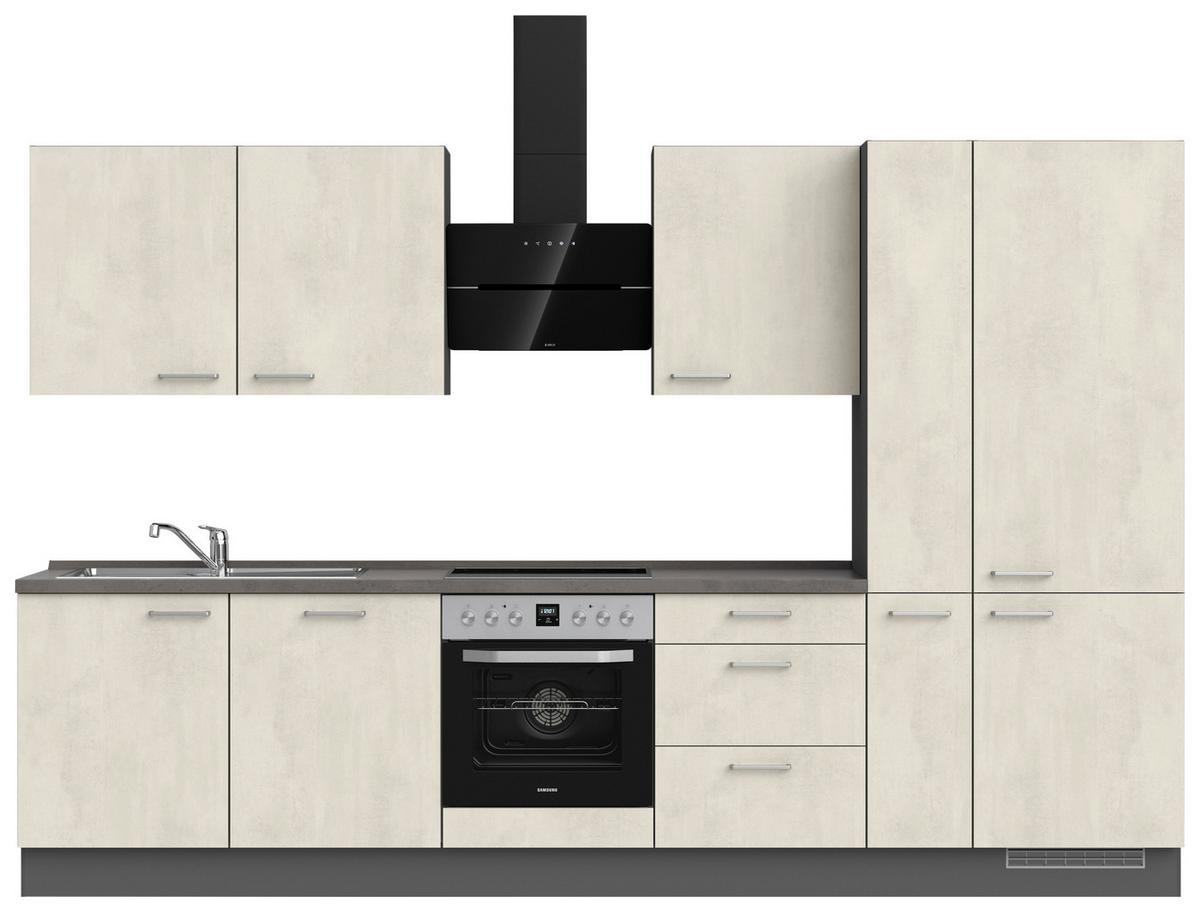 Küchenblock Riva High m. Geräten Weiß - Schieferfarben/Edelstahlfarben, MODERN, Holzwerkstoff/Metall (330cm) - Nobilia
