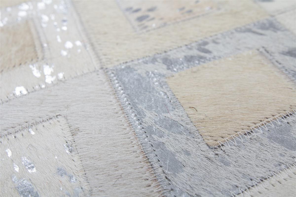 POUF DAZZLE 100 - Silberfarben/Creme, Design, Leder (45/45/45cm) - Kayoom