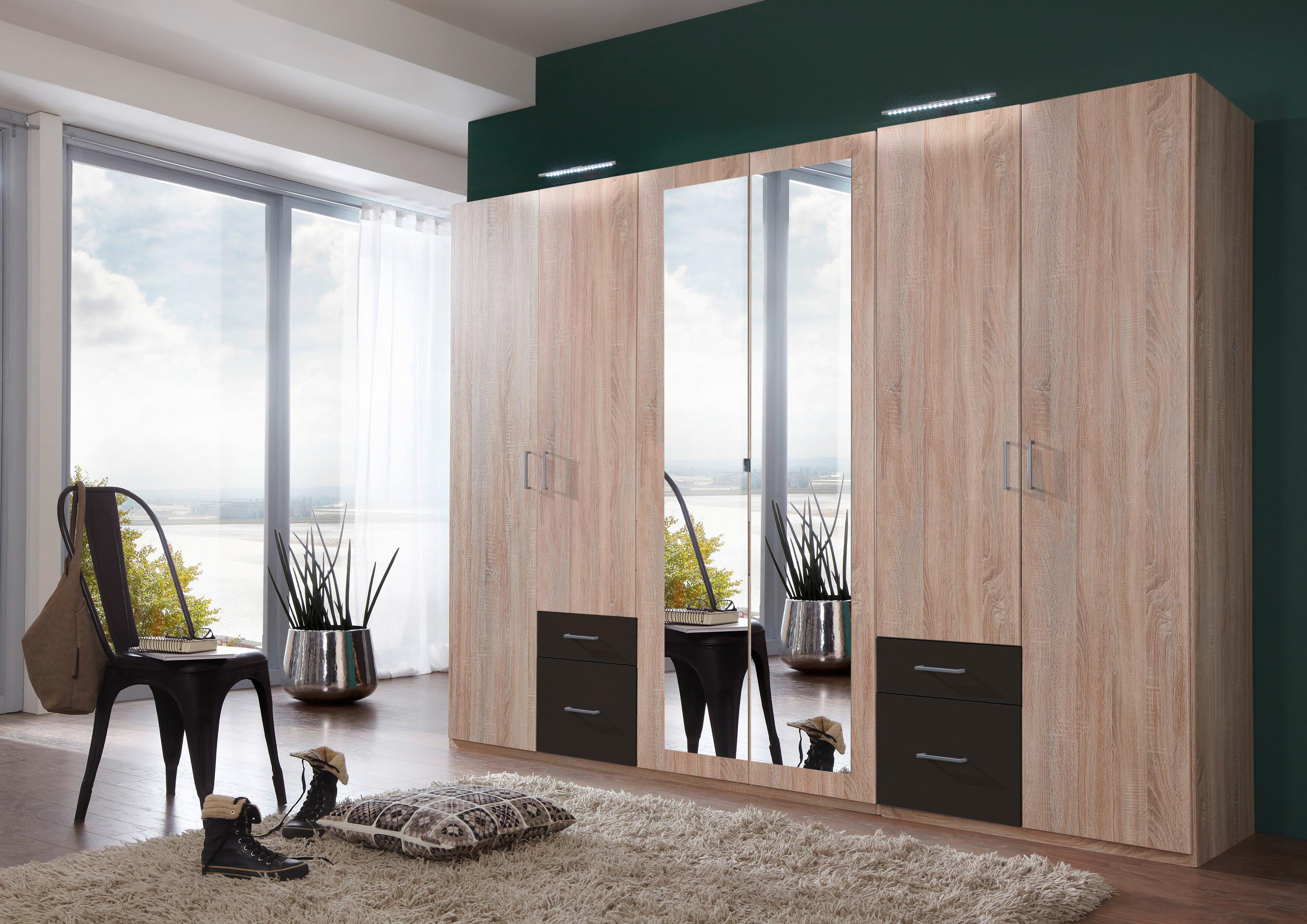 Ormar S Klasičnm Vratima Freiburg - srebrne boje/boje grafita, Design, staklo/drvni materijal (270/210/58cm) - Modern Living