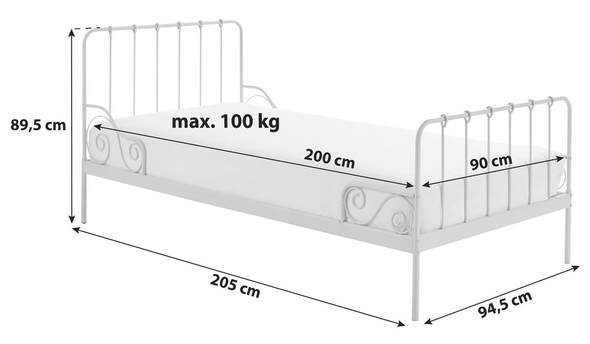 Kinder-/Juniorbett Alice ca. 90x200 cm Rosa - Rosa, ROMANTIK / LANDHAUS (90/200cm) - MID.YOU