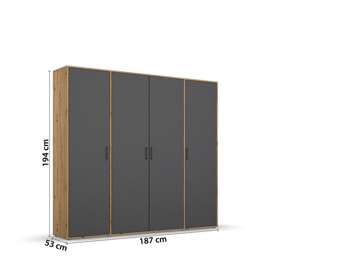 DULAP  USI ROTATIVE VOYAGER - stejar Artisan/gri, Modern, material pe bază de lemn (187/194/53cm) - Modern Living