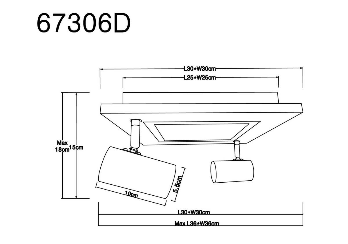 LED-Deckenleuchte Ulla in Natur/Schwarz max. 12 Watt - Opal/Schwarz, Design, Holzwerkstoff/Kunststoff (30/30/18cm) - Globo