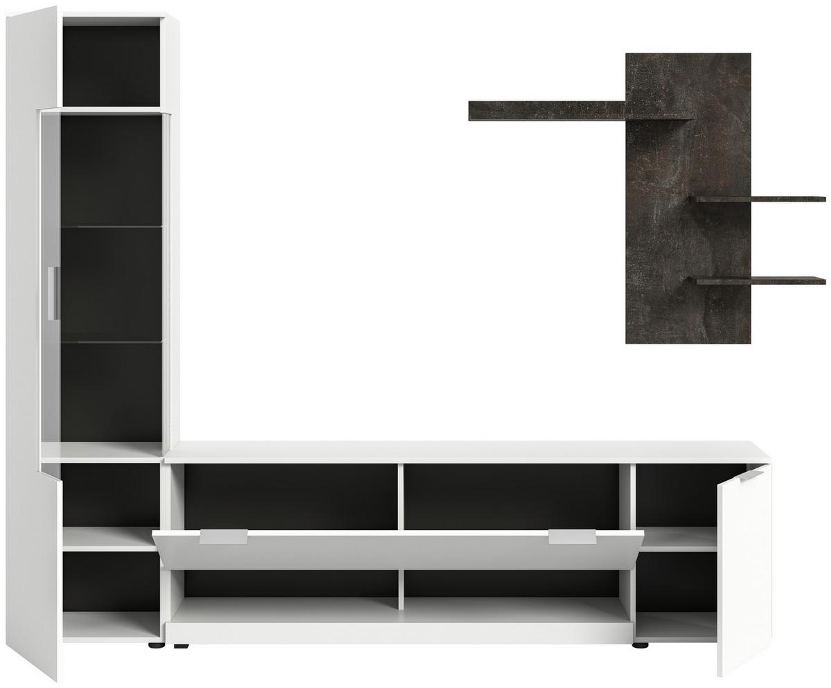 Dnevni Regal Ben - srebrne barve/siva, Design, umetna masa/steklo (250/190/35cm) - Livetastic