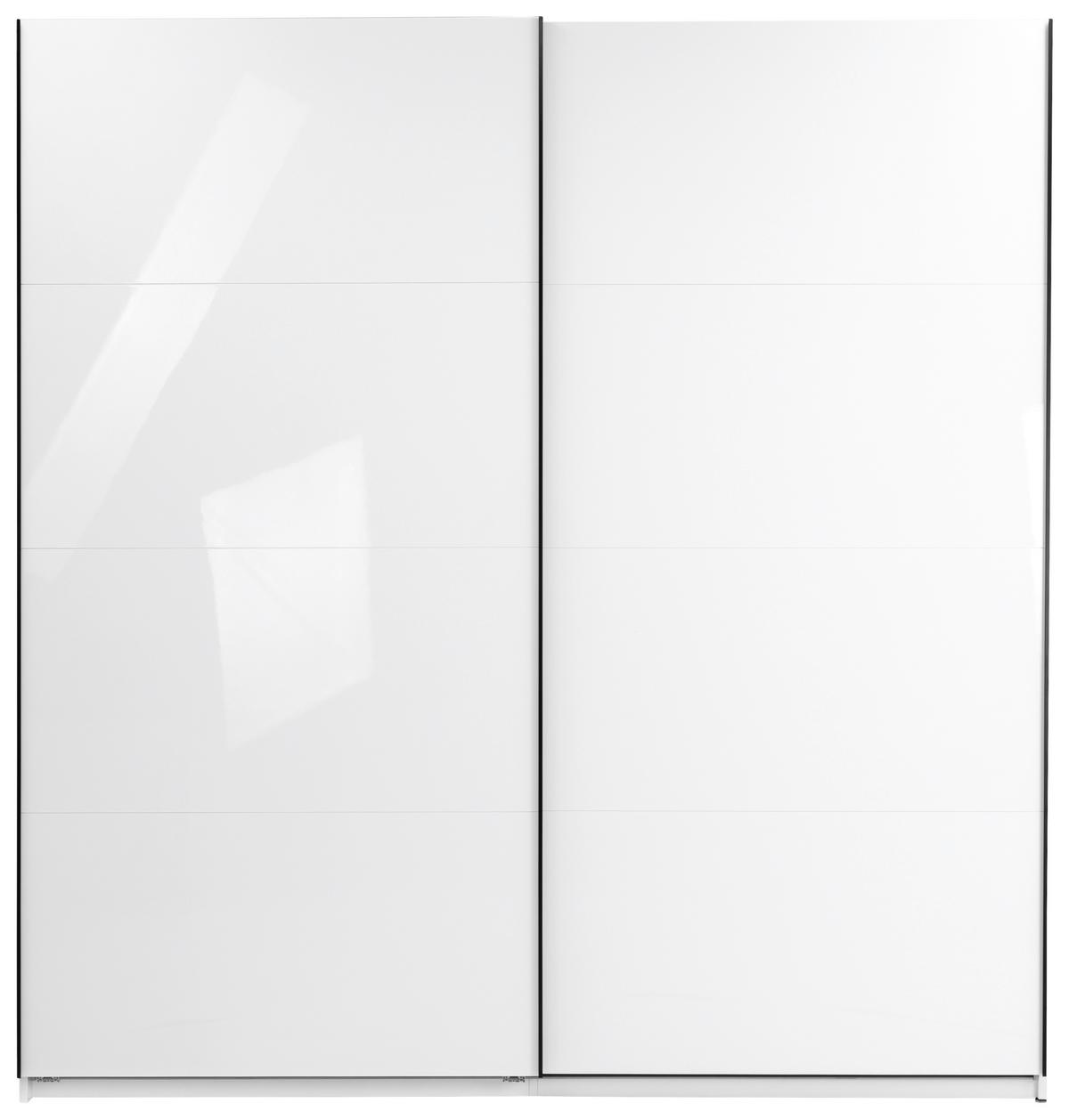 Omara Z Drsnimi Vrati Family, Bela, Visoki Sijaj - bela/barve aluminija, Moderno, kovina/leseni material (200/212/62cm) - Mömax