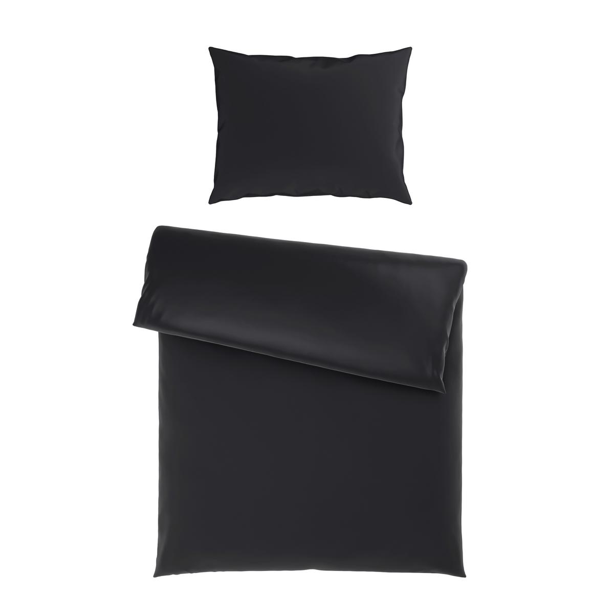 Ágyneműhuzat-garnitúra Pamutszatén Xenia Uni - fekete, Modern, textil (140/200cm) - Premium Living