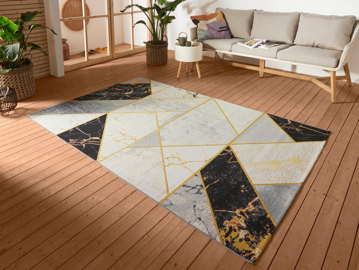 Outdoorteppich Noble Multicolor ca. 240x340cm - Goldfarben/Schwarz, Design, Kunststoff (240/340cm)