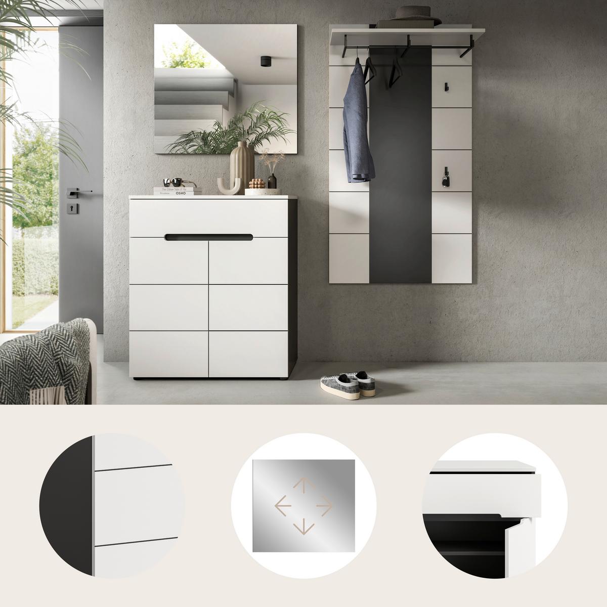 Predsoba Canu, Bela, Siva, 3-Delna - siva/bela, Design, leseni material (175/190/37cm) - Livetastic