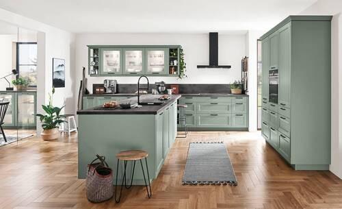 Kuhinja Cascada - zelena/boje škriljevca, Romantik / Landhaus, drvni materijal - Nobilia