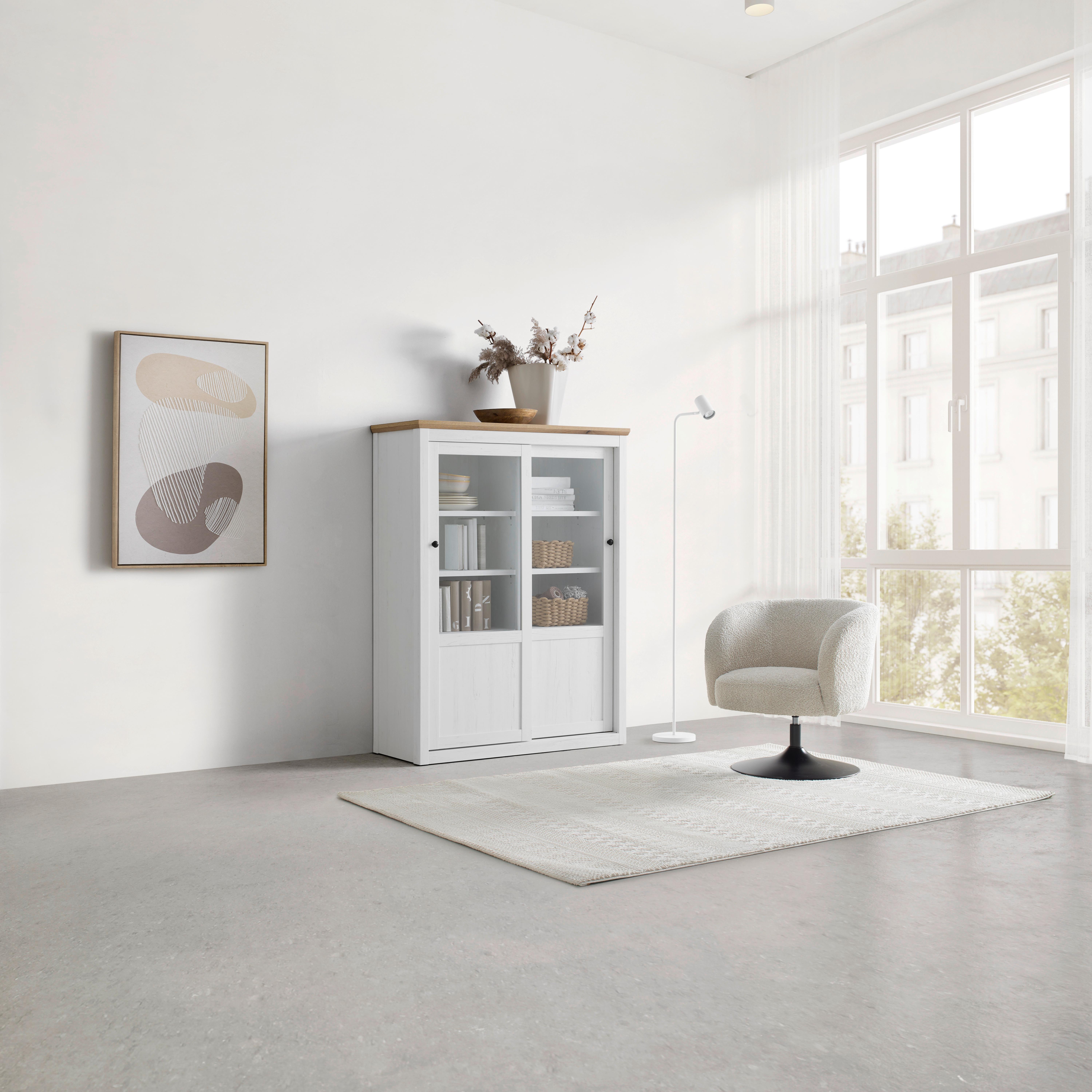 HÖG BYRÅ KORSIKA -EXKLUSIV- - vit/svart, Romantik / Lanthus, metall/trämaterial (105,5/140/43cm) - Mömax