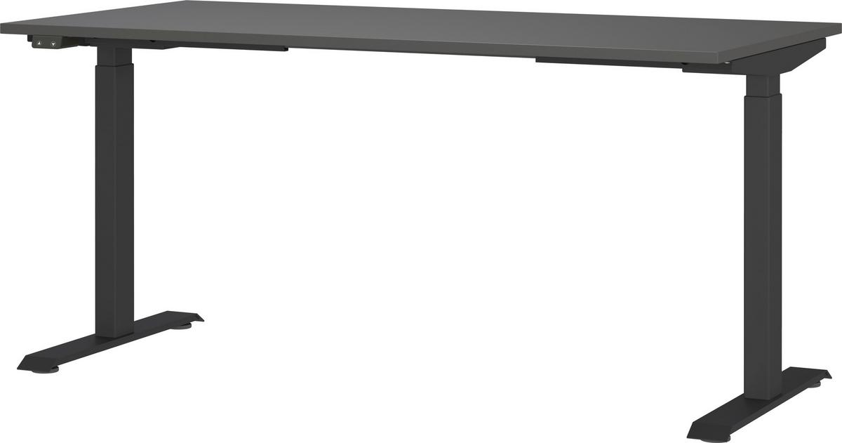 bureau in Graphitfarben/Schwarz - couleur graphite/noir, Modern, métal/matériau de bois (160/80/72-120cm) - Premium Living