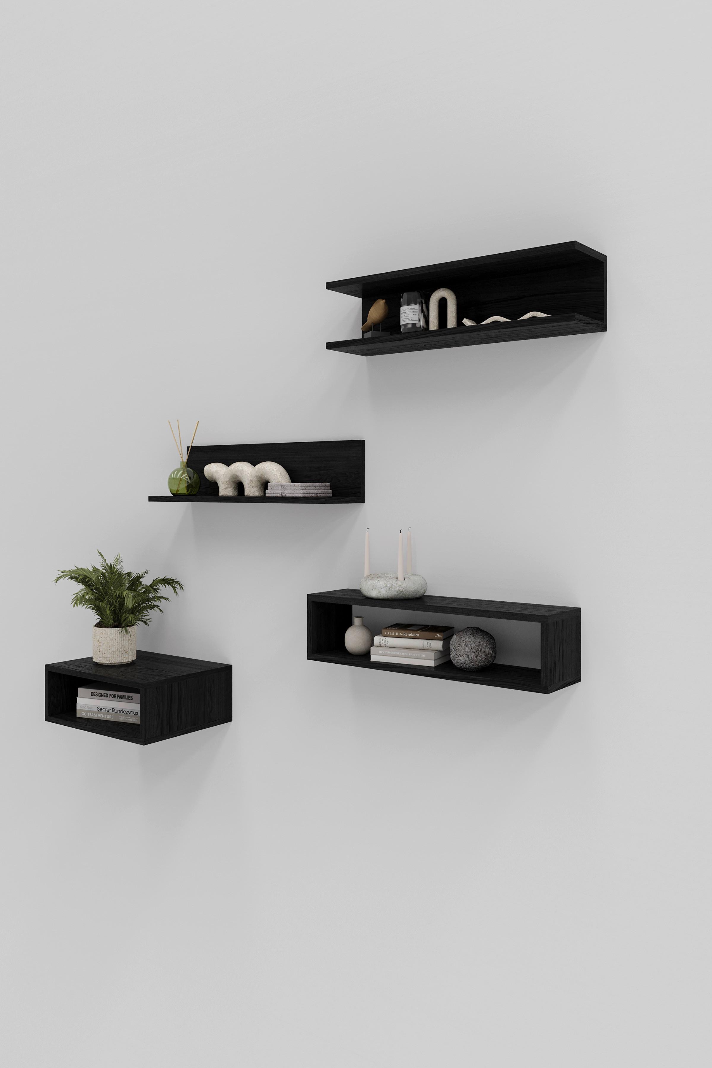 Poliță de perete DURALINE C - negru, Modern, lemn (60/15/15cm) - Modern Living