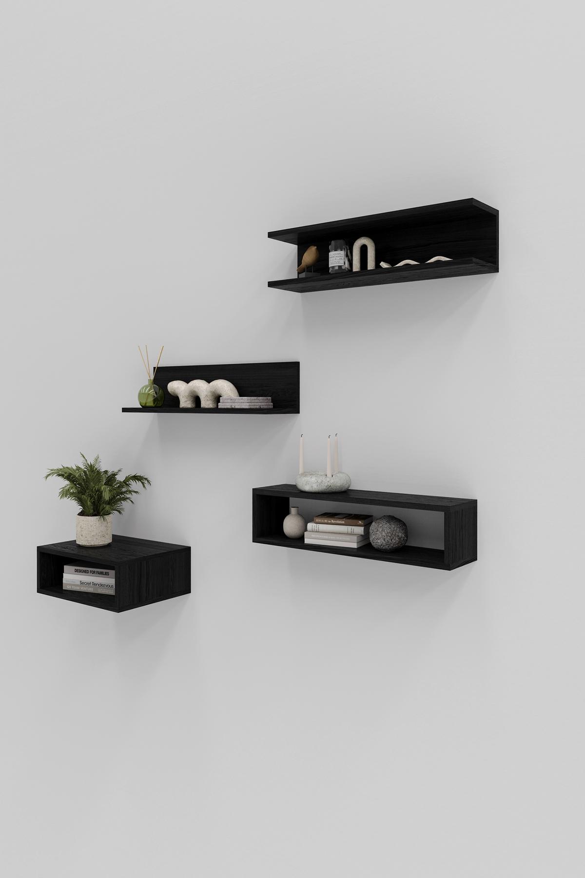 Poliță de perete DURALINE C - negru, Modern, lemn (60/15/15cm) - Modern Living