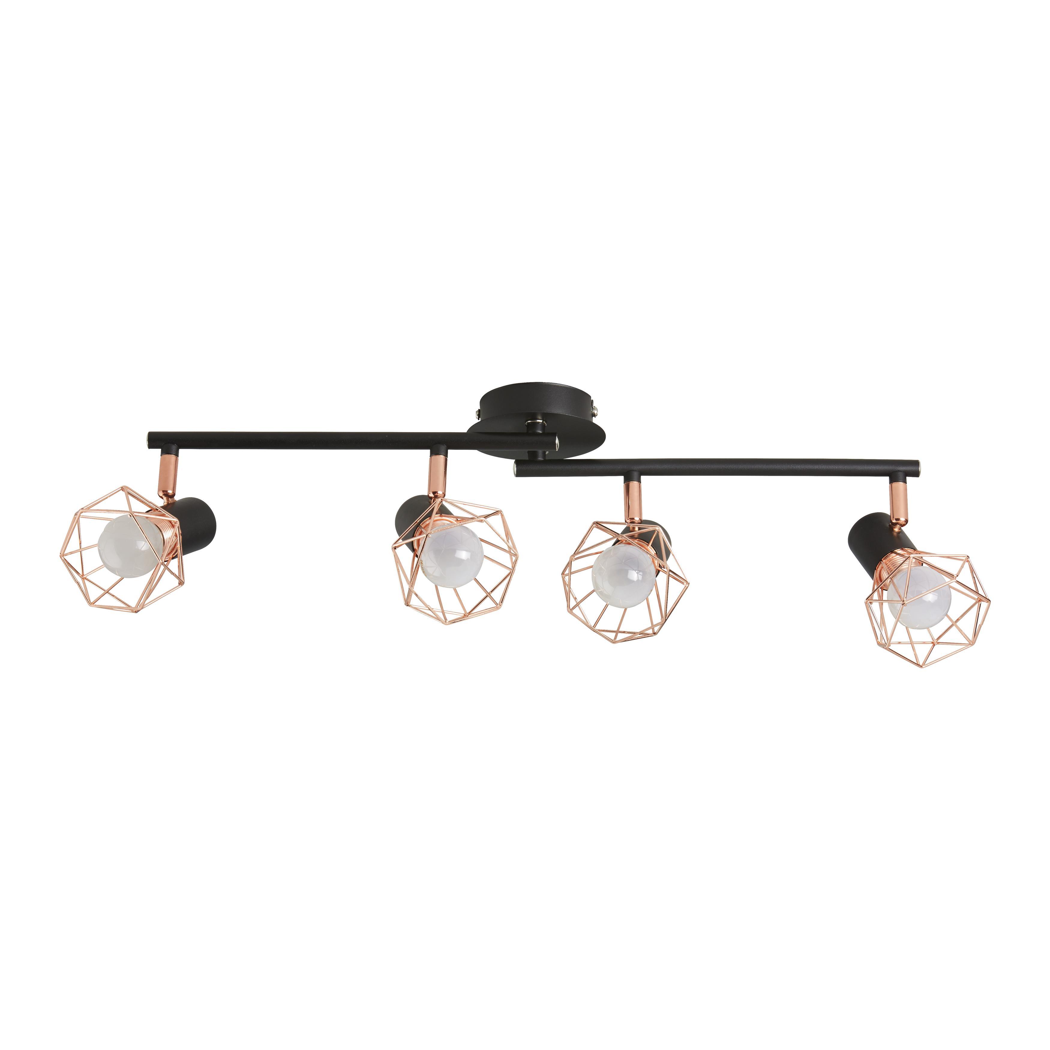 Deckenleuchte max. 40 Watt 'Jessy' - Schwarz/Kupferfarben, MODERN, Metall (75/9/15cm) - Bessagi Home