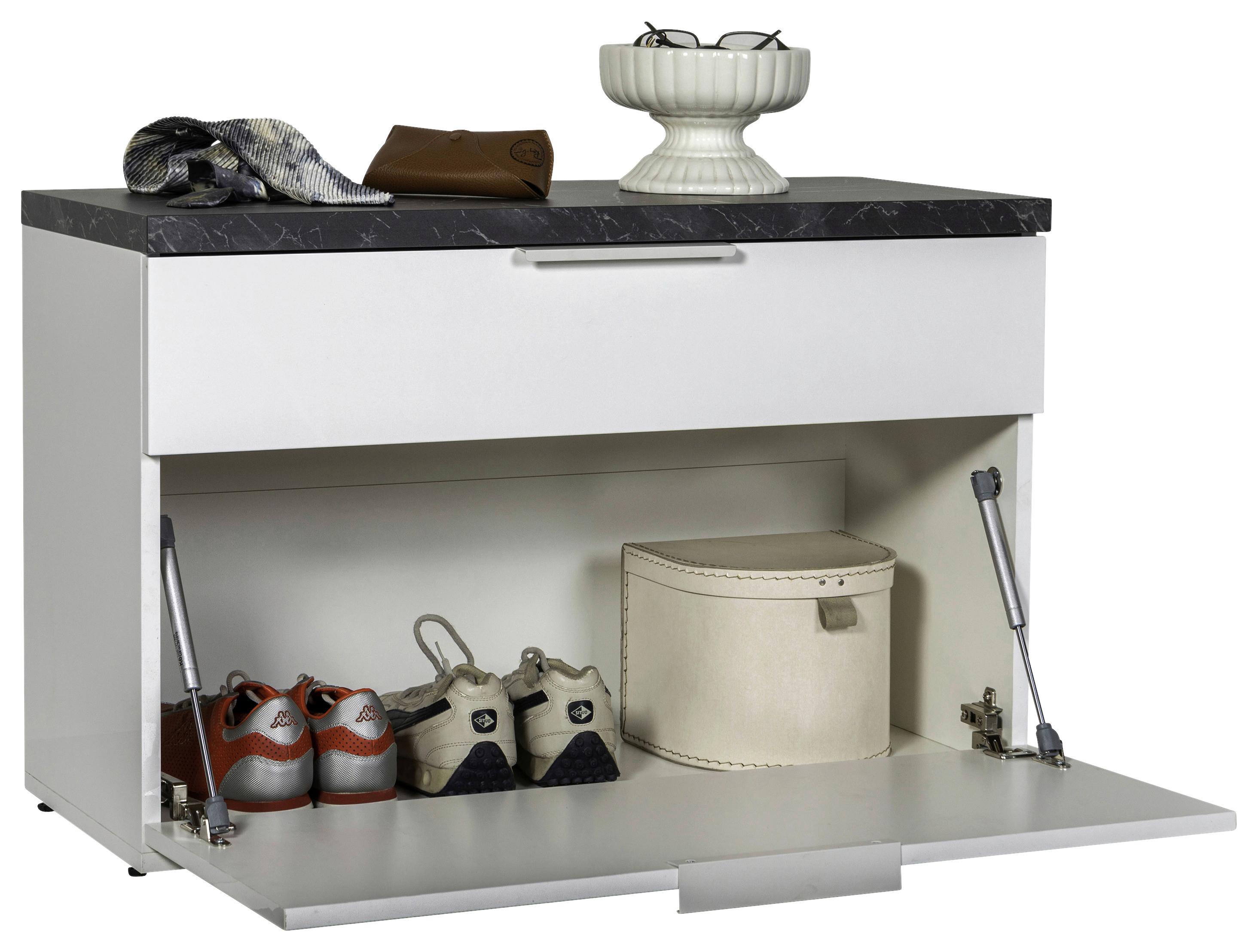 Garderobenbank Mundi in Anthrazit/Weiß HG - Weiss Hochglanz/Weiss, Modern, Holzwerkstoff/Metall (82/53/35cm) - Mömax
