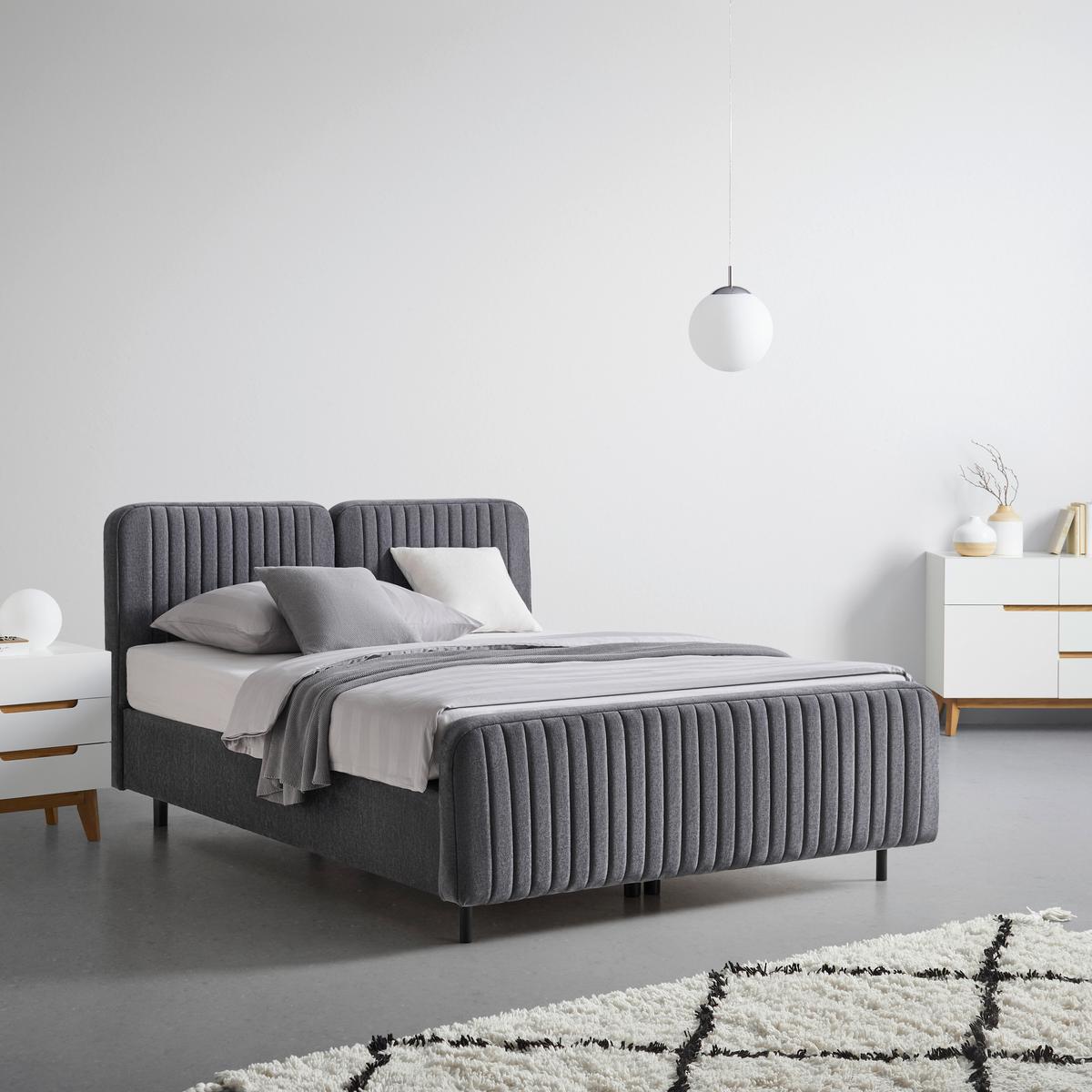 Boxbett Livetto Anthrazit ca. 140x200cm - Anthrazit/Schwarz, KONVENTIONELL, Holzwerkstoff/Textil (140/200cm) - Mömax