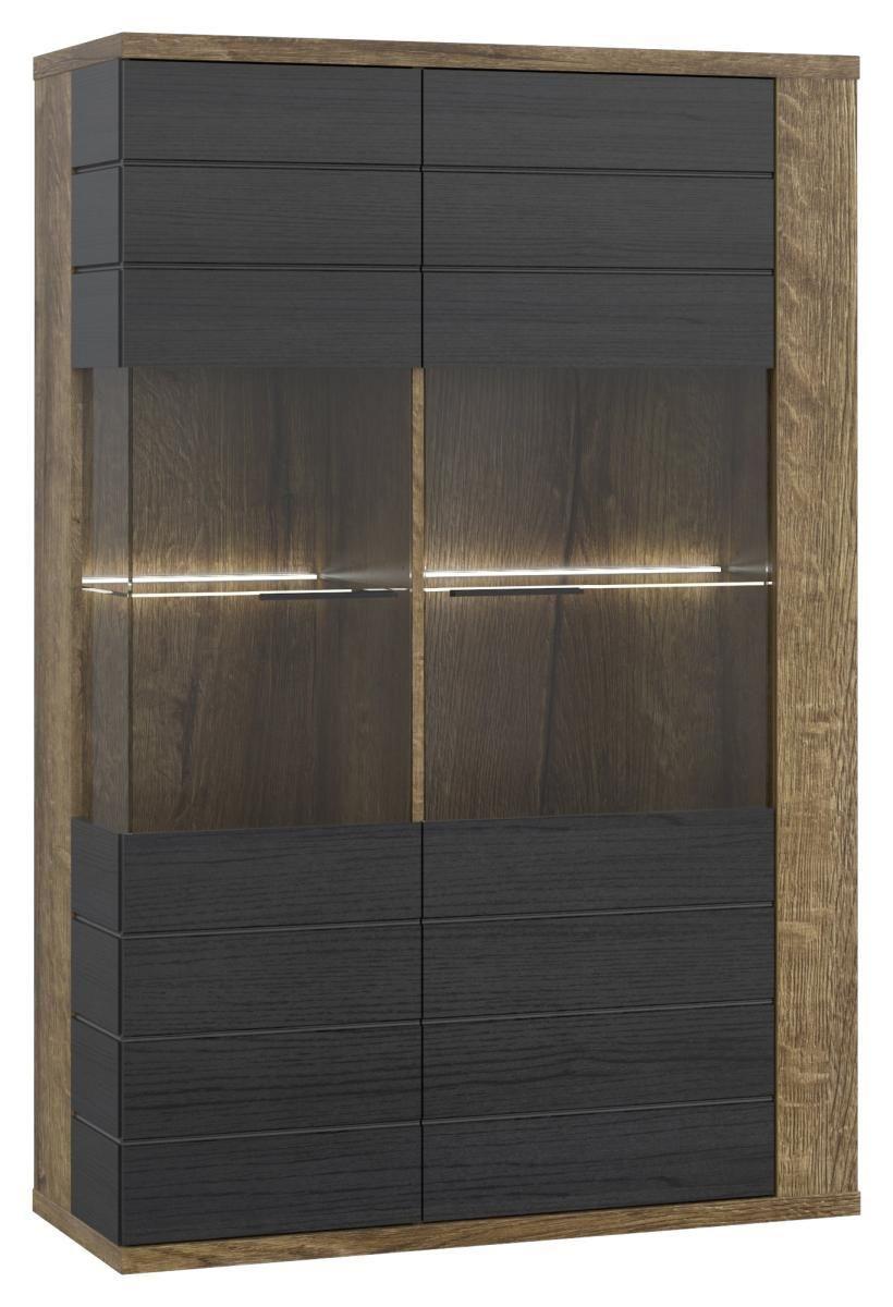 Vitrin Lacjum Lcjv521r-N09 - fekete/tölgyfa, Modern, műanyag/faalapú anyag (102,1/155,5/41,6cm)